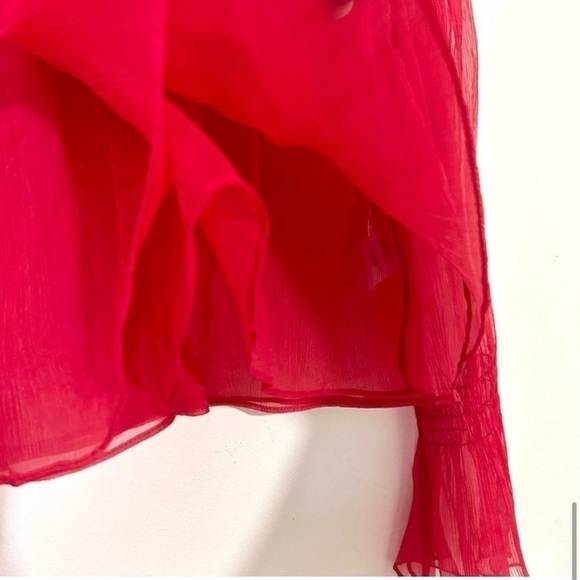 Beaufille Camarina Balloon Sleeve Textured Chiffon Red Blouse NEW WITH TAGS SZ 2 - Picture 8 of 9